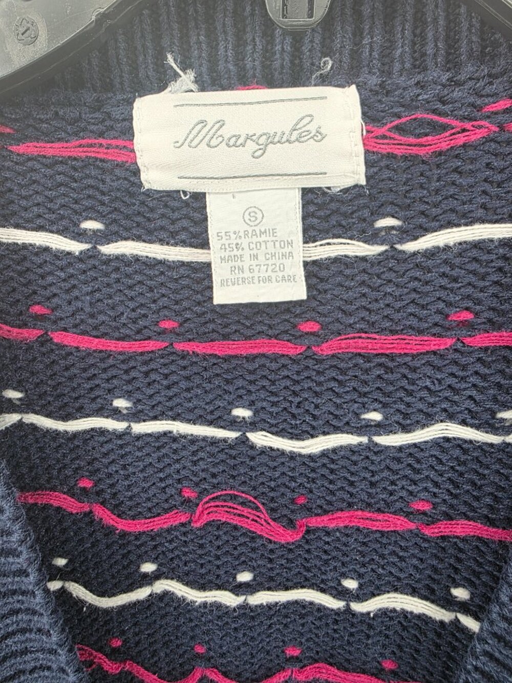 Margules Vintage Navy Fair Isle Heart Knit Cardigan Womens Small 80s 90s - Picture 2 of 9